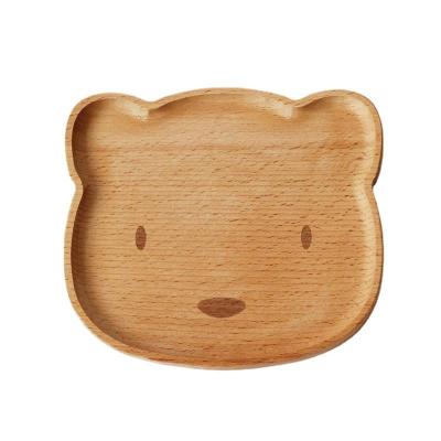 China Wholesale Cute Kids Eco-friendly Cartoon Bear Wooden Tray for sale