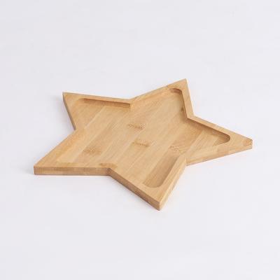 China Eco-friendly Customized Five Star Wooden Pointed Tray Dinner Plate Special Shaped Solid Wood for sale