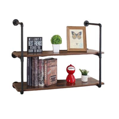 China Retro Industrial 2 3-Layers Vintage Iron Pipe Floating Shelf Hung Bracket Shelf Wall Mounted Shelves (Size) Adjustable Shelf Storage DIY for sale