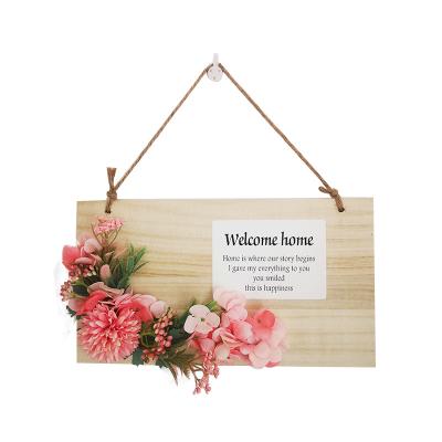 China North America Nordic Style Decoration Card Hydrangea Rectangular Solid Wood Pastoral Card for sale