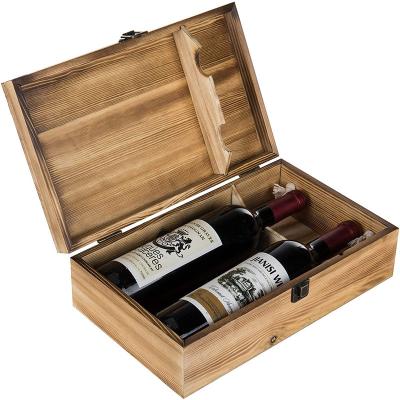 China Custom Wholesale Europe Rectangular Double Wine Box Wooden Gift for sale