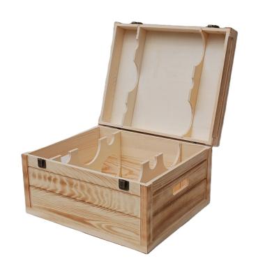 China Custom Solid Wood Untreated Europe Red Wine Crate Wine Set for sale