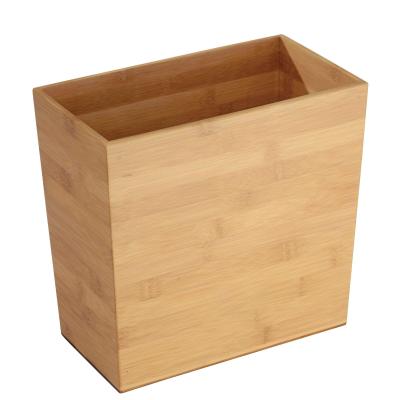 China Custom Wholesale Natural Single Square Wooden Trash Can Viable for sale