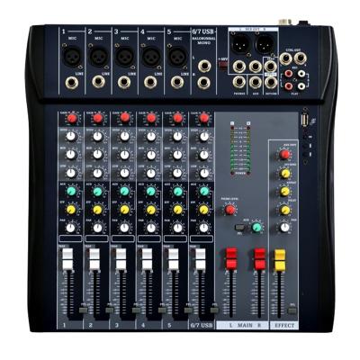 China Professional Mixer 6 Channel Blueteeth Digital Mixing Console with USB Live Interface Mixer CT DJ Controller Reverb Effect Home Karaoke/Console Audio Mixer for sale