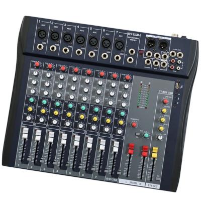 China Factory supply 4/6/8 channel 12v mixer CT DJ digital audio controller/console audio mixer for sale