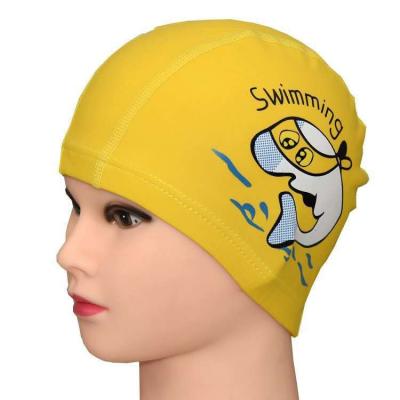 China Cartoon Swimming Cap RTS Factory Wholesale Comfortable Logo Printing Swimming Cap Diving Snorkeling Training Cartoon Hat Waterproof PU for Kids for sale