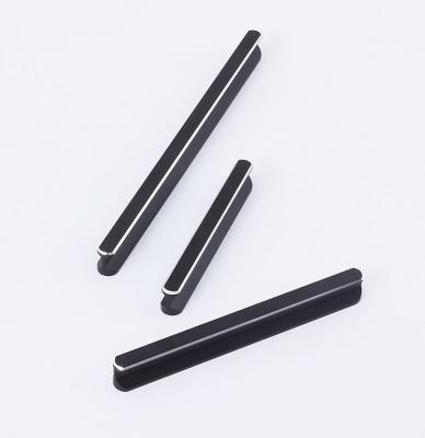 China Easy Assemble Hardware Cabinet Pull Aluminum Profile Wardrobe Handle Single Black Drawer Handle Easy Assemble for sale