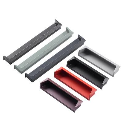 China Good Quality Minimalist Interior Buckle Handle Square Aluminum Alloy Living Room Cabinet Cheap Handles for sale