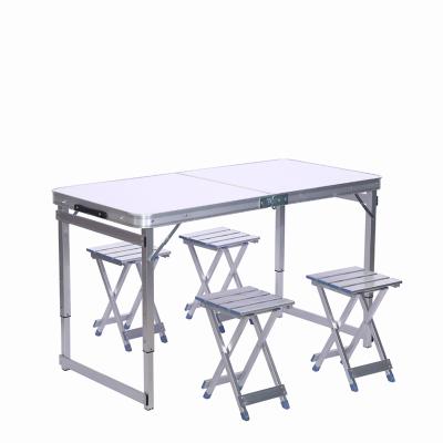 China Modern portable aluminum outdoor rectangluar table frame aluminum folding table chairs set for up to 4 people for sale