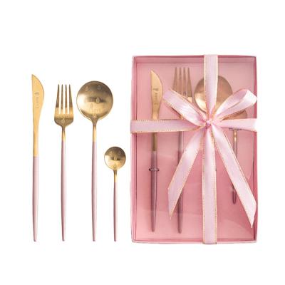 China Cutipol viable goa flatware set stainless steel Portugal style gold cutlery set with gift box for wedding gift for sale