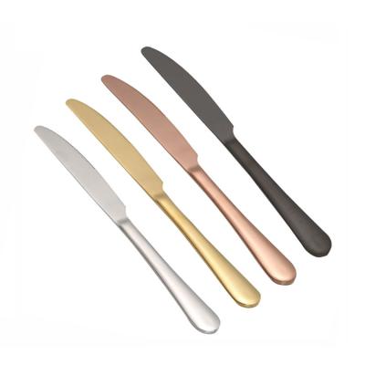 China Viable Wholesale Stainless Steel Cutlery Knife Amazon Basics Dinner Knives With Round Edge for sale