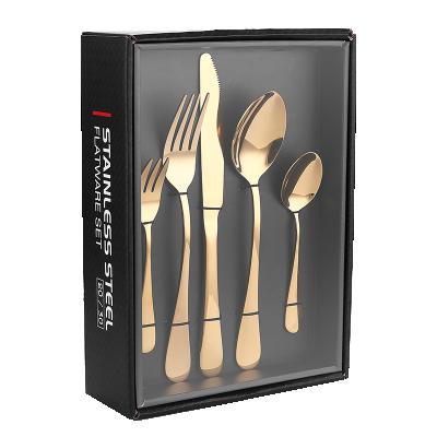 China Sustainable Restaurant Silver Stainless Steel Cutlery Set Gift Box 20/30PCS Flatware Sets For Wedding for sale