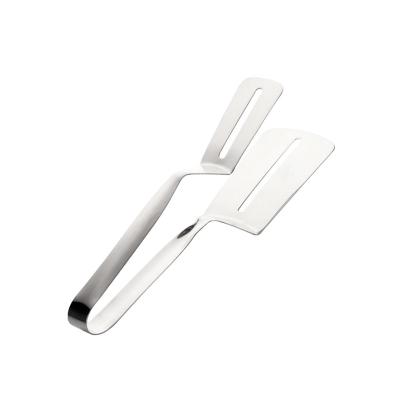 China 304 Stainless Steel Sustainable Food Tong Kitchenware Pizza Steak Clamp With Double Sided Spatula for sale