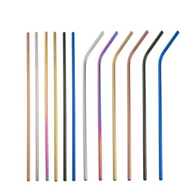 China Sustainable Eco-Friendly One Piece Stainless Steel Drinking Straw Custom Logo Reusable Service Metal Iridescent 304 Straw With OEM&ODM for sale