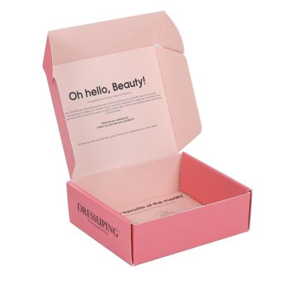 China Cosmetic Custom Pink Color Printed Foldable Cardboard Beauty Makeup Mailing Gift Corrugated Packaging Mailing Box for sale