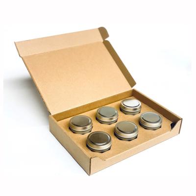 China Wholesale Cheap Biodegradable Brown Handmade Kraft Corrugated Small Candle Tin Packaging Candle Shipping Box UK for sale