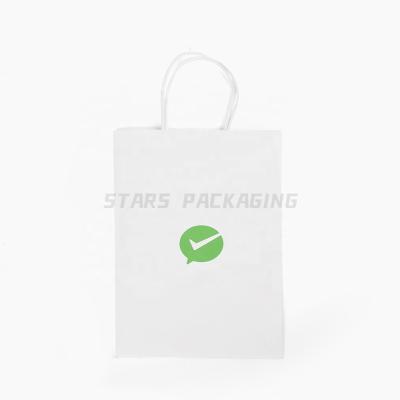 China Recycled Materials Wholesale Custom Printed Logo Eco Friendly White Kraft Paper Bag With Twisted Paper Handle for sale