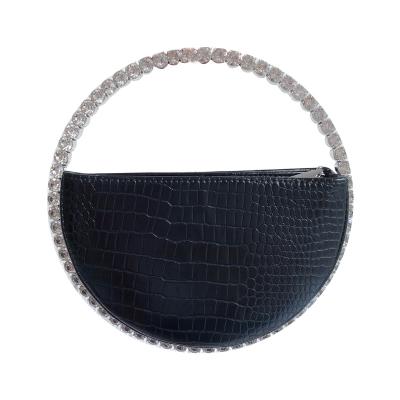 China High Quality KALANTA 2022 Spring And Summer New Crysta Diamond Circle Round Women Evening Bags Rhinestone Alligator Designer Handbags for sale