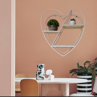 China Home Decor (Size) Wholesale Metal Frame Adjustable Heart Shaped Wall Shelf Handcraft White Wood Wall Shelves for sale