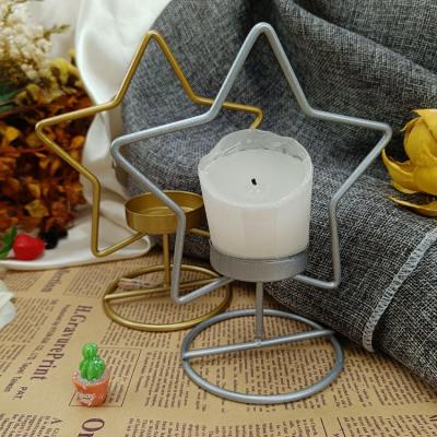 China Home Luxury Nordic Gold Decorative Candlestick Morden Metal Shape Pentagonal Gold Candlestick for sale