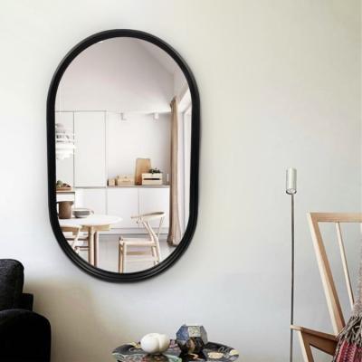 China Modern Luxury Oval Wall Mirror Black Framed Decorate Mirrors Ellipse Wall Mirror For Bathroom for sale