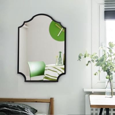 China Modern Hot Selling Irregular Shaped Round Black Frame Wall Mirror 3mm Edge Decorative Bathroom Wall Mirror for sale