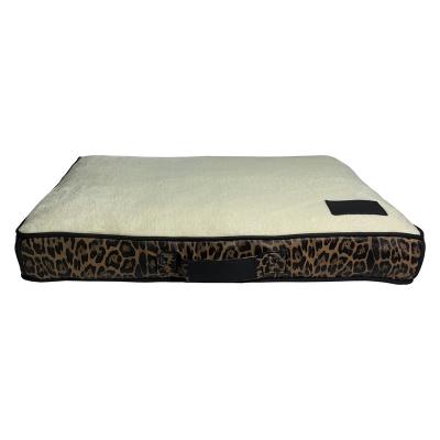 China Recycled Breathable Filling Warm And Washable Leopard Memory Foam Dog Bed for sale