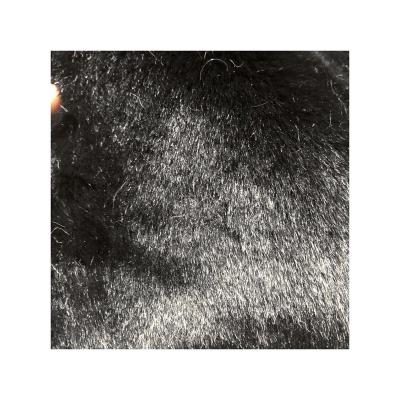 China Toy Newest Product Best Quality 10mm 100% Polyester Knit Super Soft Black Short Hair Faux Rabbit Fur Fabric for sale