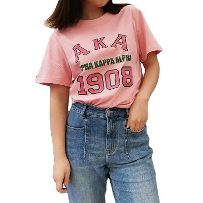 China YIZHIQIU 2022 AKA Anti-Shrink Top Sorority Alpha Summer Plus Size Women Fashionable Clothing Shirts For Women for sale