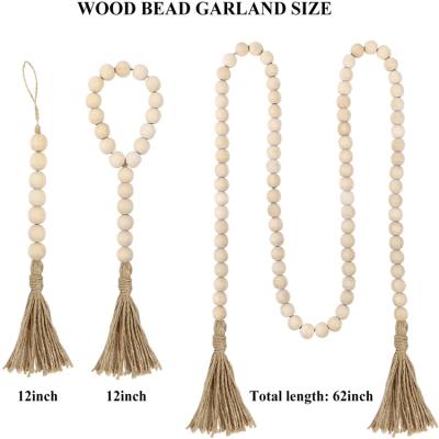 China Minimalist Boho DIY Home Decor Handmade Garland Wooden Beads Macrame Wall Hanging for sale