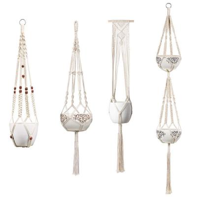 China Cotton Home Decor Wrought Iron Plant Hanger Indoor Macrame Plant Hanger Plant Hanger for sale