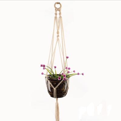 China Bohemian Home Decoration Cotton Macrame Plant Hanger Indoor Handmade Plant Hanger for sale