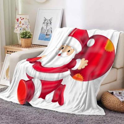 China PORTABLE Christmas Santa Claus Fleece Printed Polyester Designerfur Blanket For Sublimation for sale