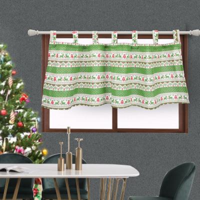 China Bindi Cortinas De Lino y Poliester Christmas Tap Top Green Print Insulated Short Canvas Curtains For The Kitchen for sale