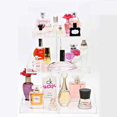 China Hot-selling High Quality Countertop Cosmetic Display Box Storage Rack 3 Tier Acrylic Perfume Display Stand for sale