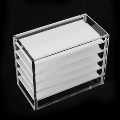 China Custom Viable 5 Layer Clear Eyelash Storage Box Makeup Organizer False Eyelashes Glue Palette Holders for sale