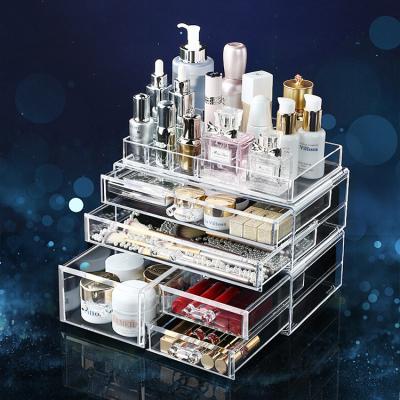 China Acrylic Display Box Factory Desktop Cosmetics Makeup Holder With Drawers Makeup Organizer Display Stand for sale