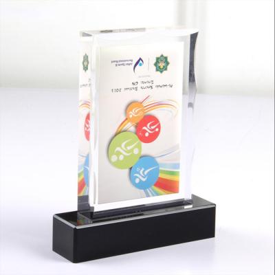 China Europe sports wholesale clear acrylic plaque with embedded printed paper sheet for sale