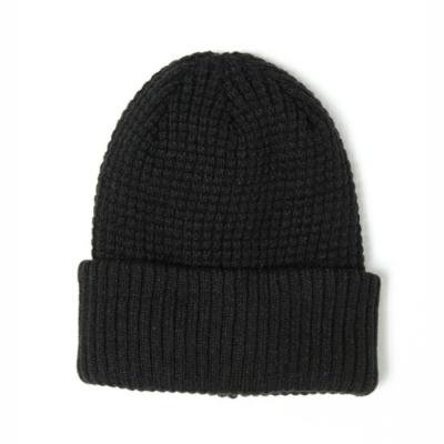 China JOINT Custom Streetwear Black Football Soccer Waffle Knit Beanie Hat for sale