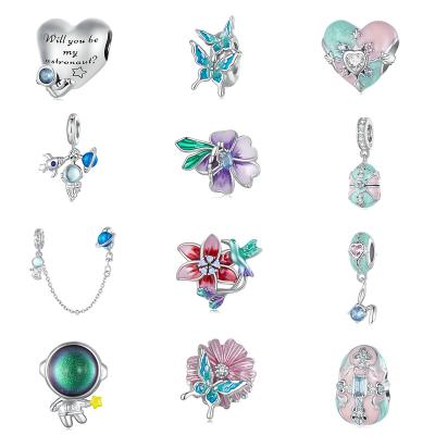 China Wholesale FASHIONABLE 925 Sterling Silver Heart Charms For Butterfly Flower Original DIY Pendant Bracelet for sale