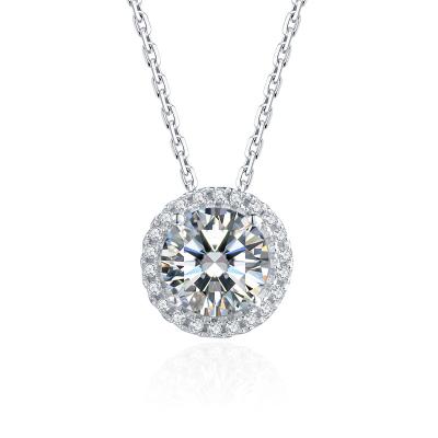 China O16A CLASSIC Fast Shipping 1ct 6.5mm Moissanite Silver Chain 925 Silver Jewelry Pendant Necklace for sale