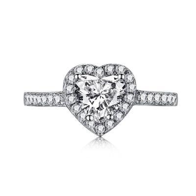 China Fashionable Heart Ring Wedding Rings Jewelry Women's Sterling Silver Engagement Custom Pink Diamond 925 Collection 8A/5A CZ Heart Bling for sale