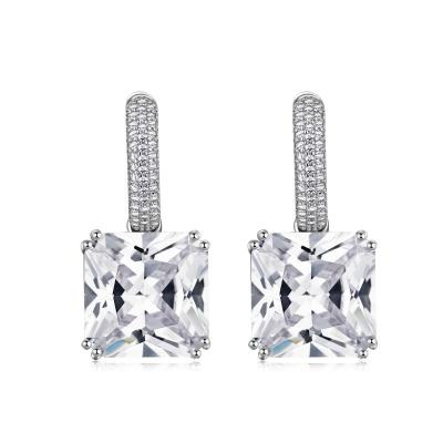 China Trendy Luxury Crystal Bling 925 Big Earrings 925 Sterling Silver Earrings Jewelry AAAAA Zircon Silver Dangle Women Drop Earrings for sale