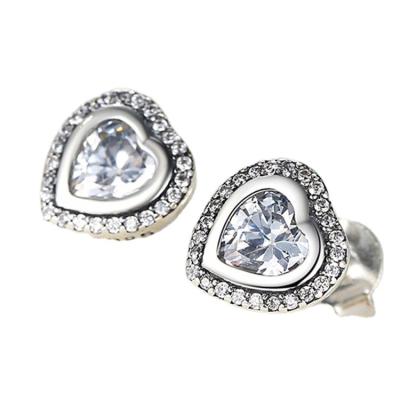 China CLASSIC 2022 S925 Jewelry Heart Design Zirconia Women Jewelry Druzy Stud Earrings 925 Sterling Silver Regalo Para Mam PAS405 for sale