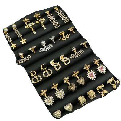 China CLASSIC Fashion Brand Designer Well Known GG CD Earrings Bead Alphabet Earrings Hiphop Gold Plated Jewelry For Women for sale