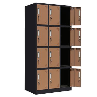 China Mingxiu Metal Steel Locker Office Furniture Modern Attractive Public Storage 4 Tier 12 Rack Employee Clothes for sale