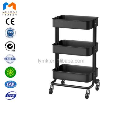 China Living Room 3 Tier Steel Kitchen Cart Sofa Side Shelf For Storage Cup for sale