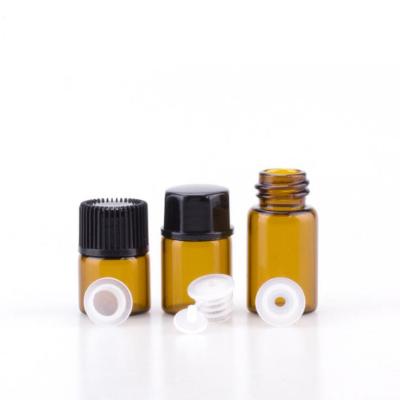 China Personal Care Aromatherapy Reagent Bottle Amber Mini Glass 1ml 2ml 3ml 5ml Personal Care Screw Lid Essential Oil Vials Containers for sale