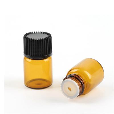 China Free Samples Personal Care Cosmetic Mini Jar Essential Oil Serum Bottle Amber Frosted Glass Sample With Inner Plug for sale