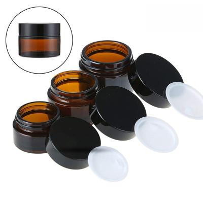 China 5g 10g 15g 20g 30g 50g 100g Personal Care Face Cream Amber Glass Jar With Screw Lids And Liner Cosmetic Makeup Lotion for sale